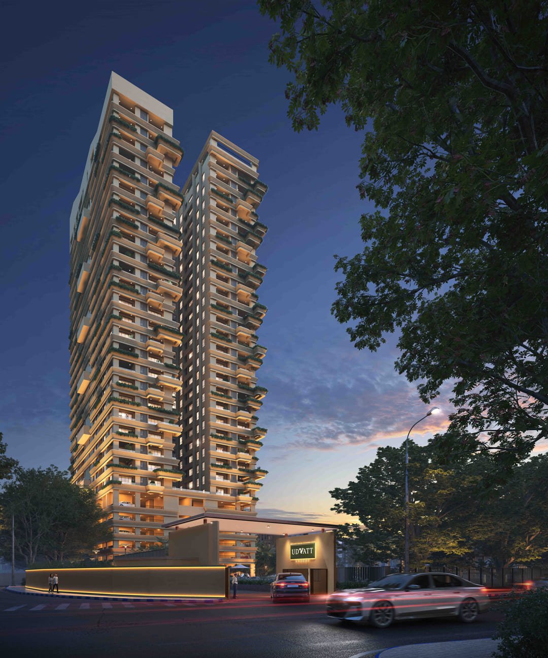 Ambuja Udyatt Luxury High-Rise Elevation Rendering View